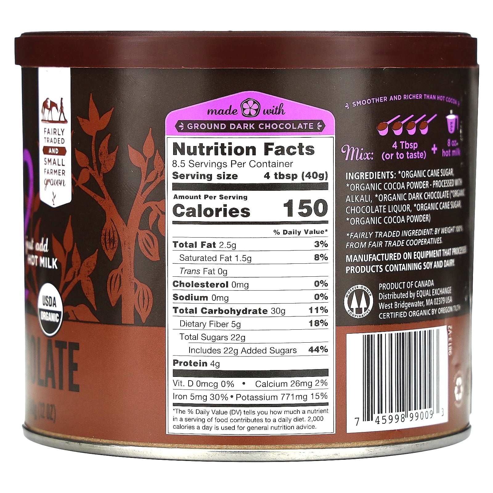 Equal Exchange Organicanic Dark Hot Cocoa, 12 oz