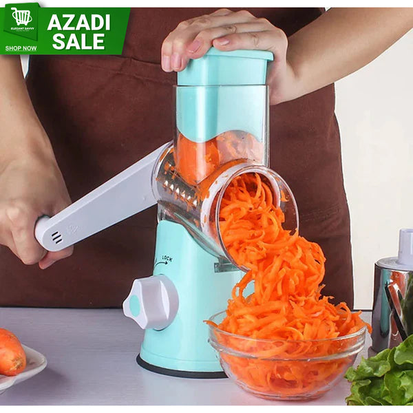 3 in 1 Rotary Vegetables Mandoline/Cutter - Manual Tabletop Drum Cutter