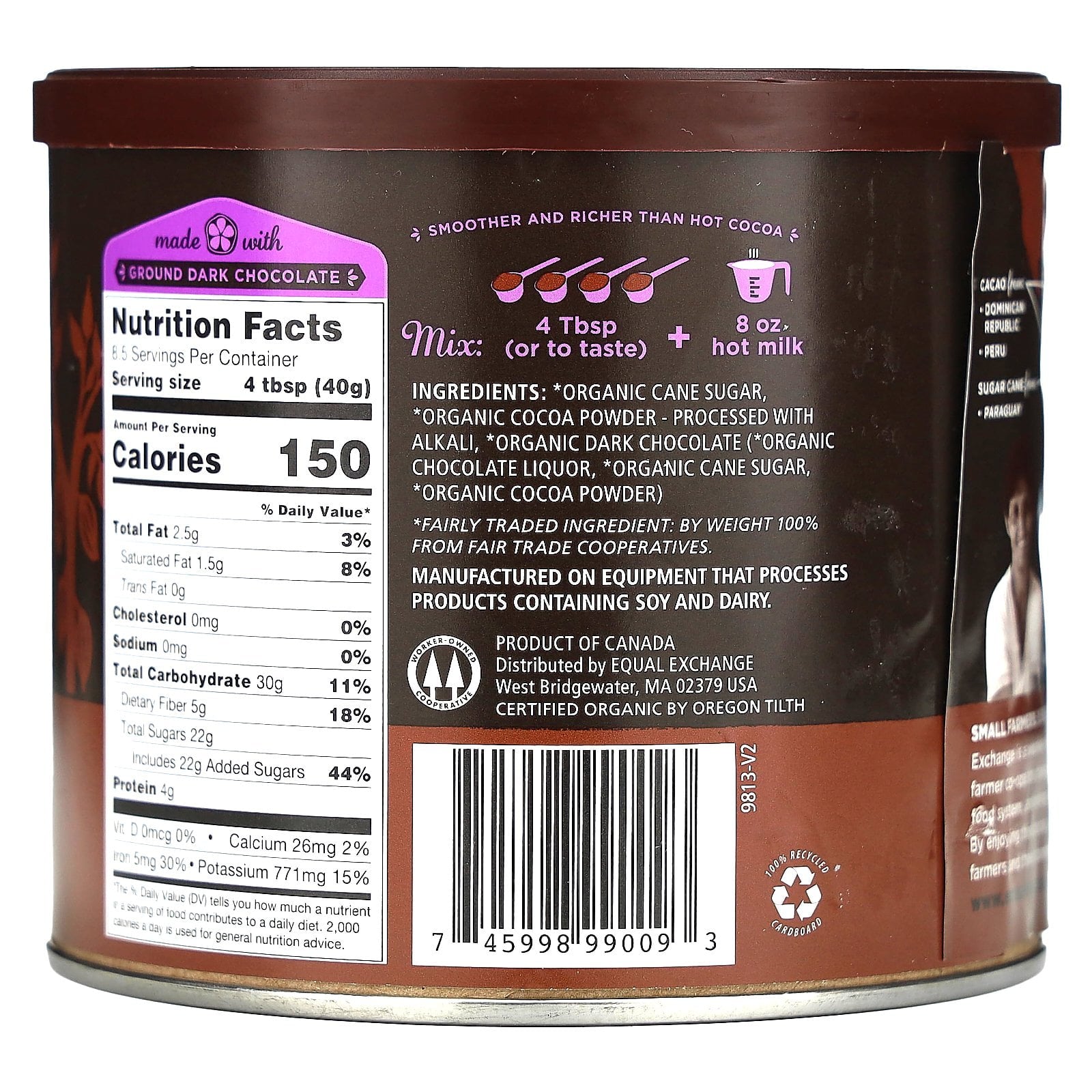 Equal Exchange Organicanic Dark Hot Cocoa, 12 oz